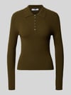 MANGO Slim Fit Strickshirt mit Woll-Anteil Modell 'TWENTIES' Khaki