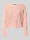 Oui Gebreide trui met boothals Roze