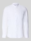 Seidensticker Slim Fit Leinenhemd mit Stehkragen Modell 'Mandarin' Weiss