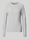 VERO MODA Regular Fit Strickpullover mit Crew Neck Modell 'DOFFY' Hellgrau Melange