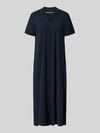 Raffaello Rossi Midikleid mit Strukturmuster und Umlegekragen Modell 'JOSEPHINA' Marine