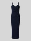 TROYDEN COLLECTION Avondjurk met V-hals en plooien Donkerblauw