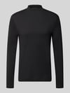 Christian Berg Men Regular Fit Longsleeve aus reiner Baumwolle mit Stehkragen Black
