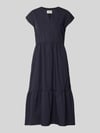 ROBE LÉGÈRE Knielanges Kleid im Stufen-Look mit V-Ausschnitt Marine