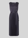 COMMA Midikleid mit Plisseefalten und Bindegürtel Marine