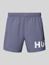 HUGO Badeshorts mit Label Print Modell 'MAKAI' Mittelgrau