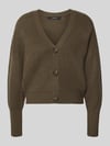 VERO MODA Oversized gebreid jack met v-hals model 'LEA' Donkergroen