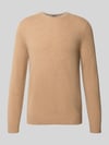 Christian Berg Men Kaschmirpullover mit gerippten Abschlüssen Sand Melange
