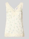 Jake*s Casual Blusentop aus Viskose mit Spitzenbesatz Offwhite
