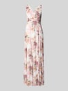 Christian Berg Cocktail Maxikleid mit V-Ausschnitt und Gehschlitz Rosa Melange