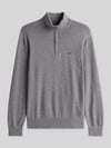 Tommy Hilfiger Regular Fit Troyer aus reiner Baumwolle Hellgrau