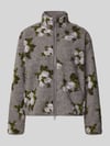 PIECES Regular Fit Teddyjacke mit Allover-Muster Modell 'AUTUMN' Taupe Melange