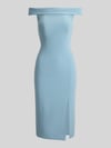 Lauren Ralph Lauren Eng anliegendes Cocktailkleid mit Carmen-Ausschnitt Modell 'WOVEN-BODYCON-DRESSES' Hellblau