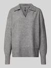 PIECES Regular Fit Strickpullover mit Woll-Anteil Modell 'MALOU' Mittelgrau Melange