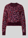 VERO MODA Regular Fit Strickpullover mit Allover-Muster Modell 'JUNGLE' Bordeaux