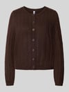 PIECES Regular Fit Strickjacke mit Rundhalsausschnitt Modell 'ADA' Dunkelbraun