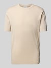 Lindbergh Relaxed fit T-shirt met ronde hals Zand