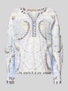 MOS MOSH relaxed fit blouse met tuniekhals model 'Wylde' Lichtblauw
