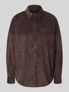 VERO MODA Oversized Fit Langarmbluse mit Brusttasche Modell 'SANNE' Schoko