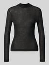 OPUS Slim Fit Langarmshirt aus Viskose-Woll-Mix Black