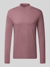 Christian Berg Men Regular Fit Longsleeve aus reiner Baumwolle mit Stehkragen Mauve
