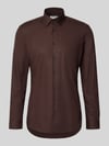 Jake*s Super Slim Fit Business-Hemd mit Kentkragen Dunkelbraun