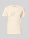 Jake*s Casual T-Shirt mit Motiv und Rundhalsausschnitt Beige