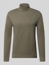 Christian Berg Men Regular Fit Longsleeve aus reiner Baumwolle mit Rollkragen Metallic Gruen