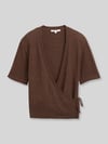 Tom Tailor Denim regular fit gebreid jack met bindceintuur Chocoladebruin