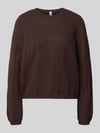 PIECES Regular Fit Pullover mit gerippten Ärmelbündchen Modell 'ADA' Dunkelbraun