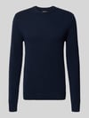 Blend Gebreide pullover met ribboorden, model 'BRANKO' Donkerblauw gemêleerd