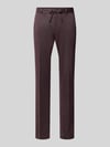 Zuitable Straight Fit Stoffhose mit Tunnelzug Modell 'Sparta' Aubergine