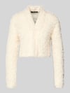 SWING Cropped Jacke aus Effektgarn mit V-Ausschnitt Ecru