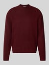 REVIEW Relaxed Fit Strickpullover aus Material-Mix mit Baumwoll-Anteil Bordeaux
