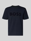BOSS Green T-shirt o kroju regular fit z mieszanki bawełny model „ICONIC” Ciemnoniebieski