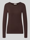 FREE/QUENT Shirt met lange mouwen van mix van viscose en elastaan model 'Liana' Donkerbruin