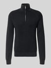 MCNEAL Regular Fit Troyer mit gerippten Abschlüssen Black