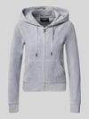 Juicy Couture Bluza rozpinana z wyhaftowanym logo model „ROBERTSON” Jasnoszary melanż
