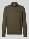 bugatti Sweatshirt mit Stehkragen und Reißverschluss Oliv