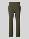 Cruna slim fit broek met paspelzakken op het zitvlak Olijfgroen
