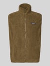 REVIEW Fleecegilet met opstaande kraag en steekzakken Kaki