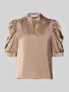 Neo Noir Regular Fit Bluse aus Satin mit Puffärmeln Modell 'Roella' Hellbraun