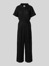 ICHI Jumpsuit van linnenmix met strikceintuur model 'LINNO' Zwart
