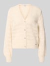 MORE & MORE Strickjacke mit V-Ausschnitt und Knopfleiste Offwhite Melange