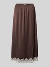 Jake*s Collection Midirok van viscose met kant Donkerbruin