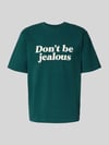 REVIEW T-Shirt mit geripptem Rundhalsausschnitt Dunkelgruen