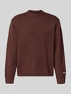 JACK & JONES Gebreide pullover met labelstitching, model 'NORREBRO' Middenbruin