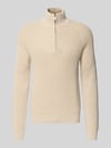 MCNEAL Regular Fit Troyer mit gerippten Abschlüssen Sand