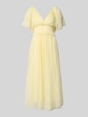 Lace & Beads Midikleid mit Smok-Details und V-Ausschnitt Hellgelb