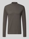 Christian Berg Men Regular Fit Longsleeve aus reiner Baumwolle mit Stehkragen Anthrazit